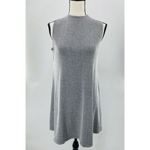 Guess Sleeveless Grey/Black Ribbed Fit and Flare Midi‎ Dress